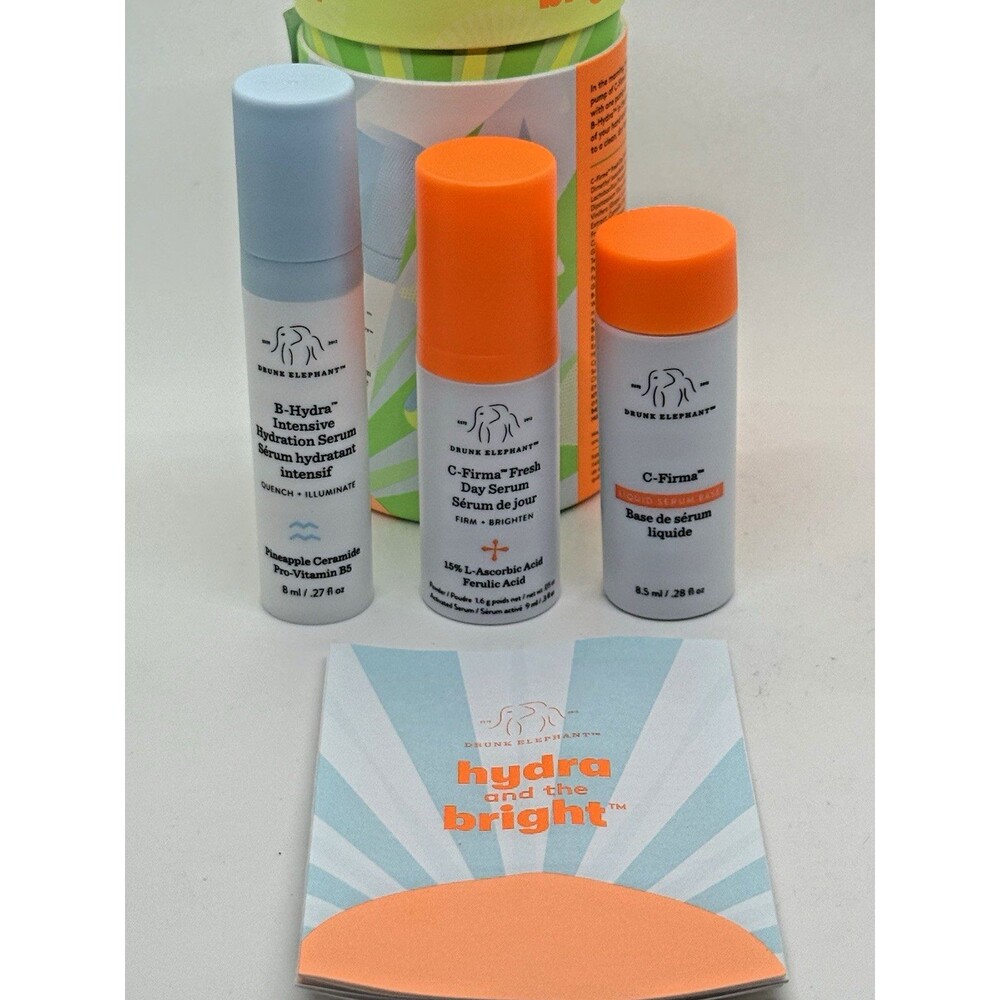 Drunk Elephant Hydra Bright Set 3pc C-Firma x2 B-Hydra Travel Size New in a Box